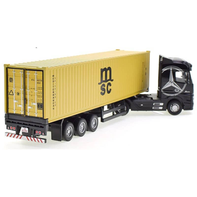 تریلی کانتینردار مشکی مدل بنز آکتروس 1:50 Container Trailer Model Benz Actros_اسباب بازی